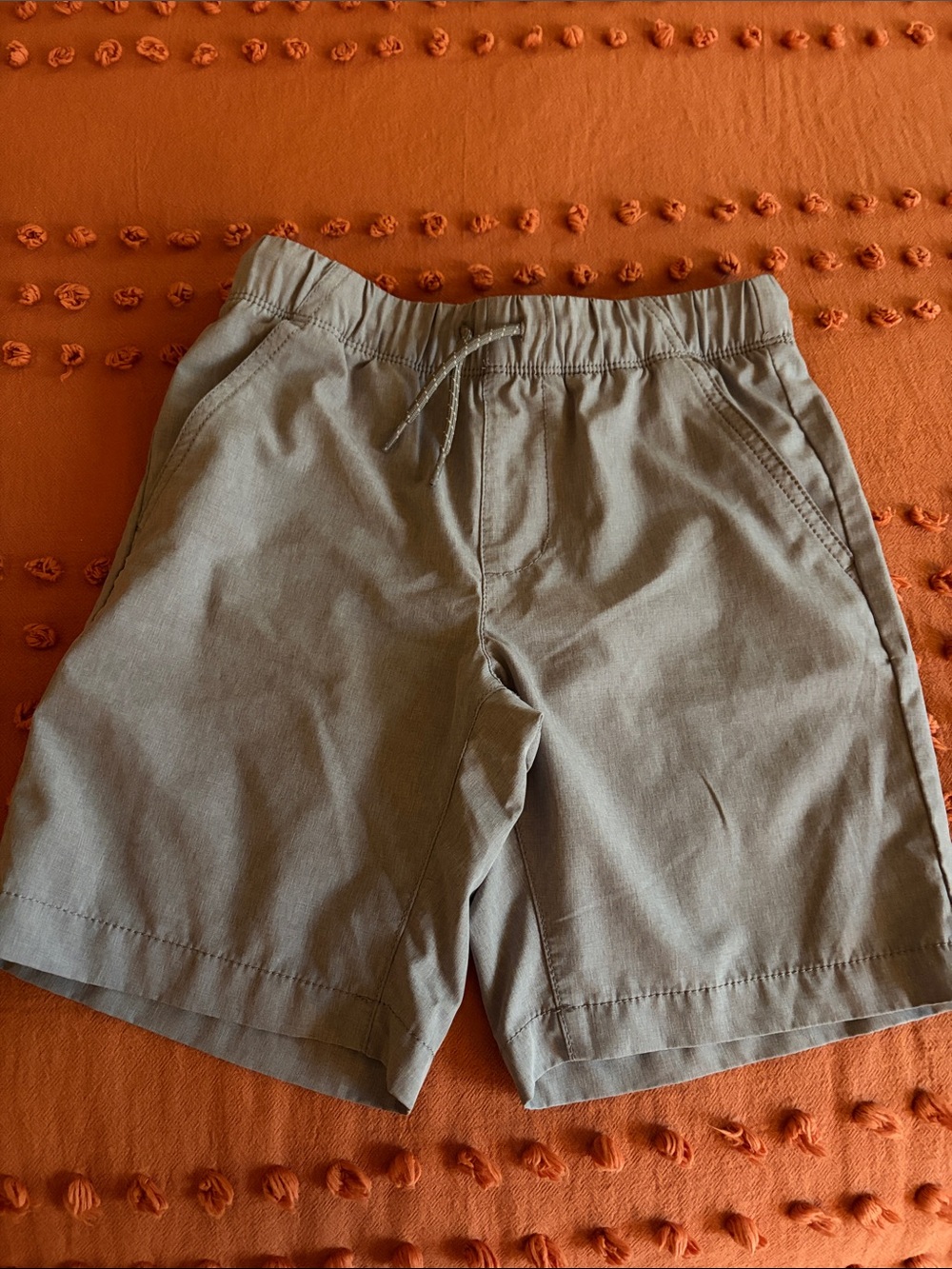 Old Navy Boy’s Flat-Front Elastic Drawstring Shorts in Grey
